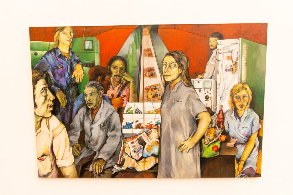 Kleurrijk figuratief schilderij met een groep mensen